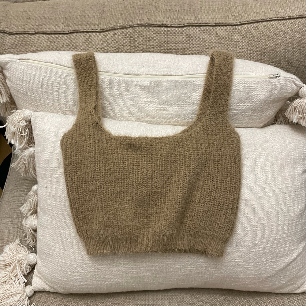 Tan Knot Crop Top